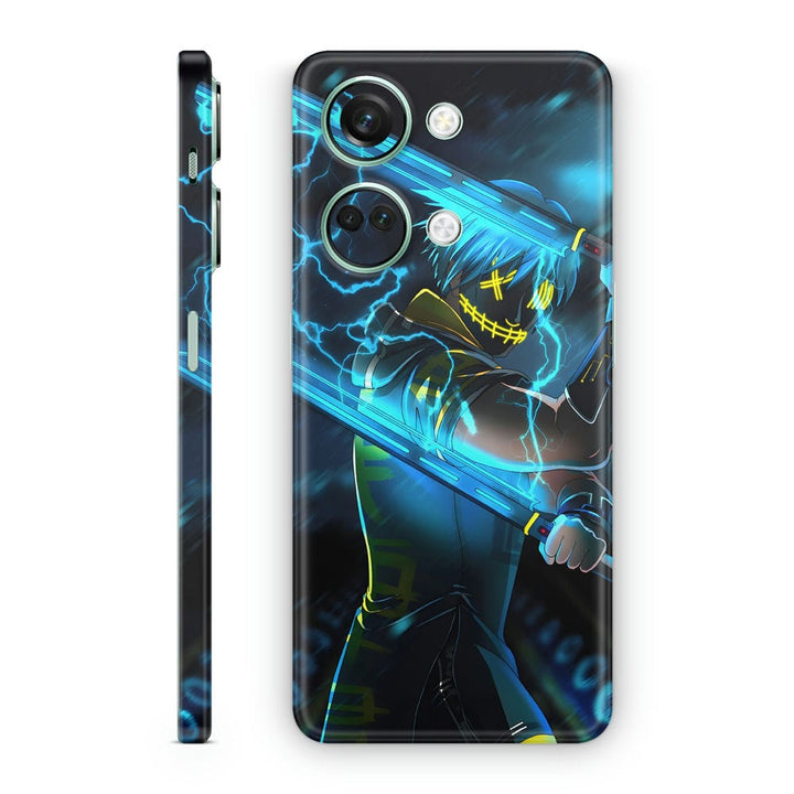 Mobile Skin Wrap - Anime Ninja Fortnite Blue Neon Design