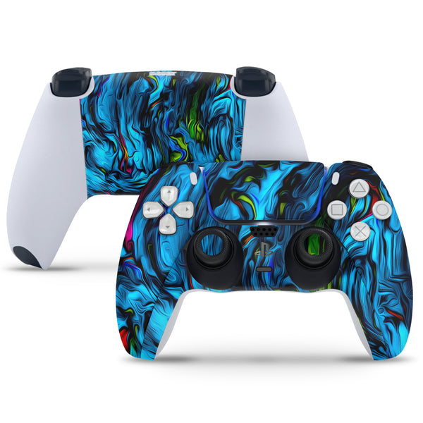 PS5 Controller Skin - Abstract Blue Design