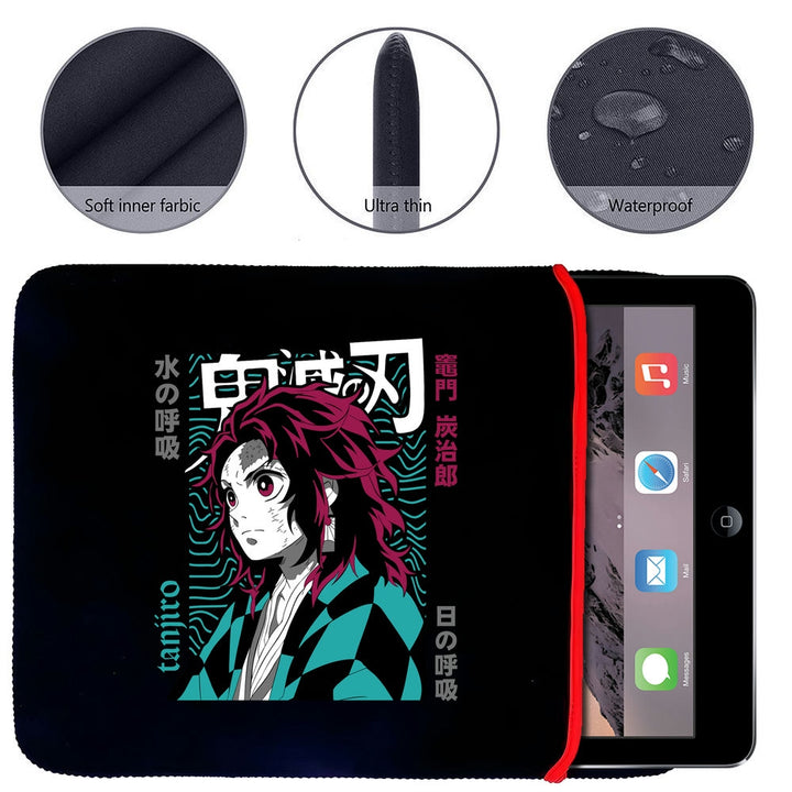 Printed Neoprene Reversible Laptop & Tablet Sleeve - Anime Demon Slayer Kimetsu No Yaiba DS01