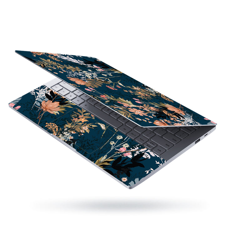 Laptop Skin - Floral Blossom Design on Dark Blue