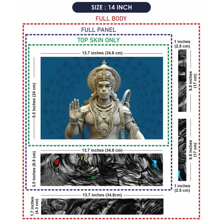 Laptop Skin - Lord Hanuman 3D White Shri Ram