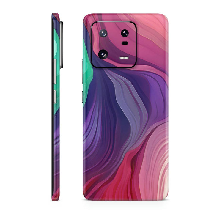 Mobile Skin Wrap - Green Pink Blue Brush Art