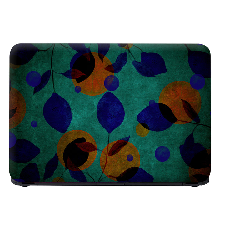 Laptop Skin - Blue Leaves on Bottle Green