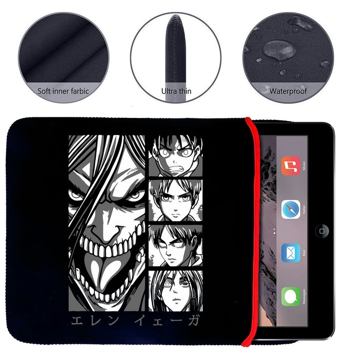 Printed Neoprene Reversible Laptop & Tablet Sleeve - Anime Attack on Titan DS19