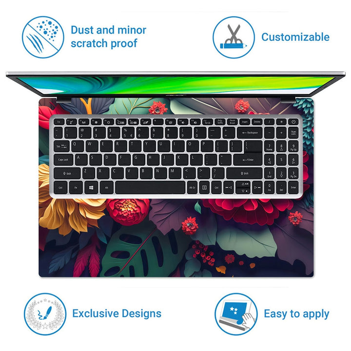 Laptop Skin - Bright Exotic Flowers