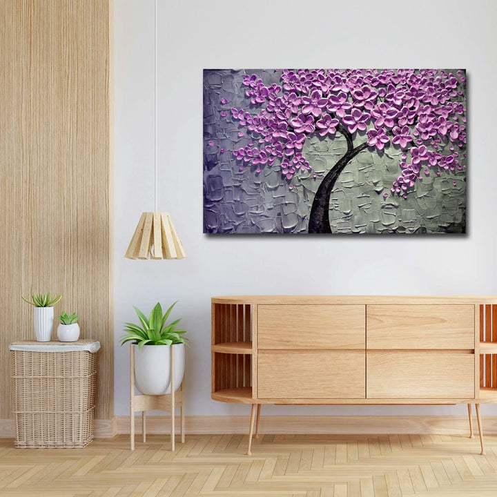 32x20 Canvas Painting - Pink Leaves