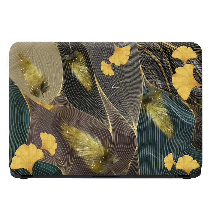 Laptop Skin - Golden Petals on Leaf Design