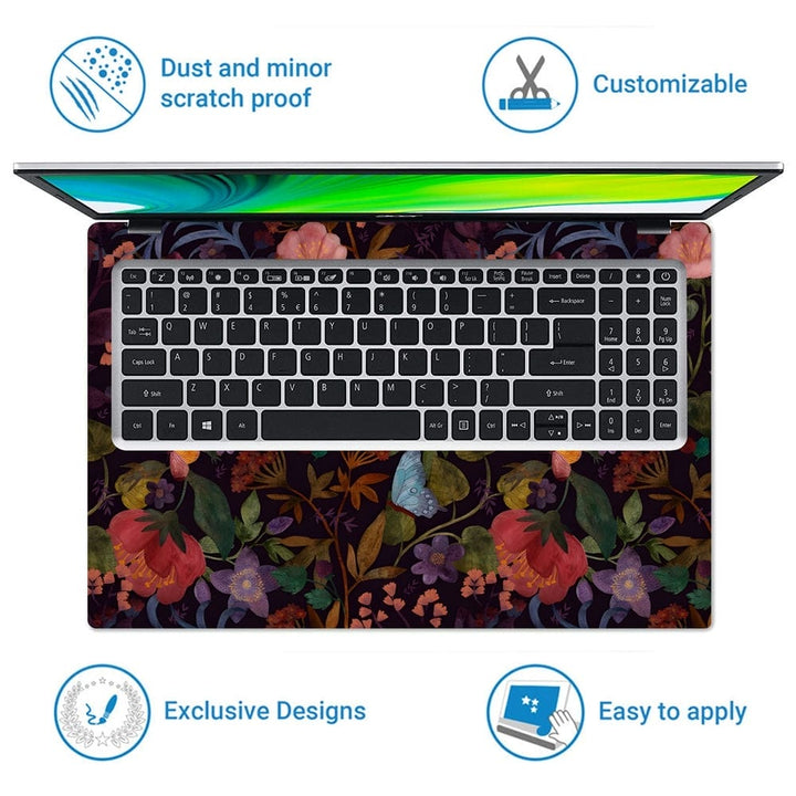 Laptop Skin - Dark Shaded Floral