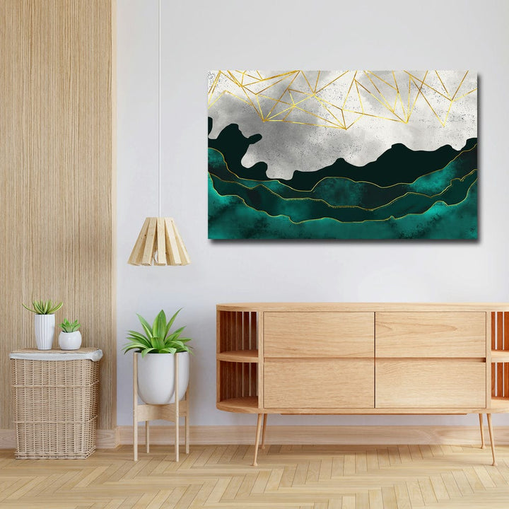 32x20 Canvas Painting - Lightning Sky Green Sea