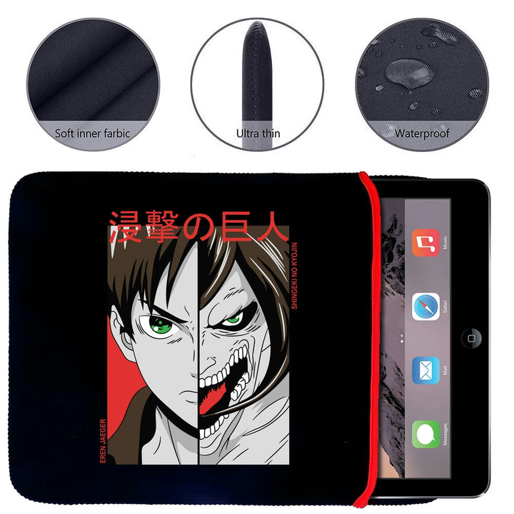 Printed Neoprene Reversible Laptop & Tablet Sleeve - Anime Attack on Titan DS09