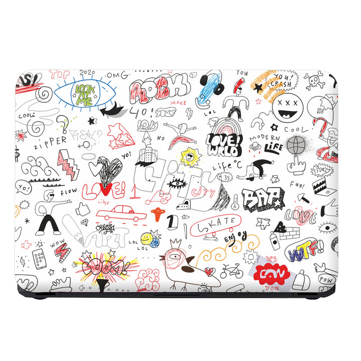 Laptop Skin - Love World Doodle on White