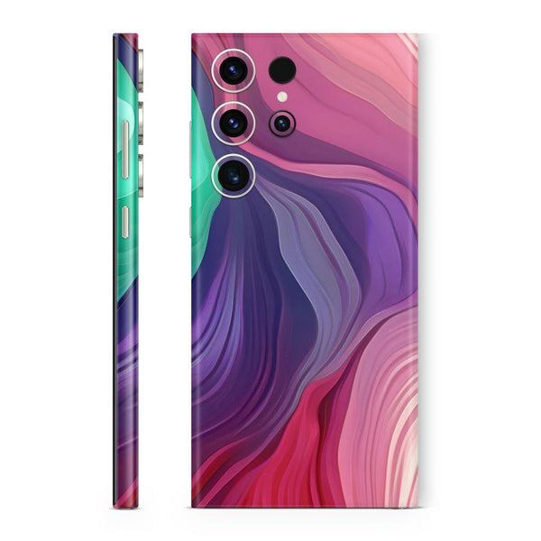 Mobile Skin Wrap - Green Pink Blue Brush Art