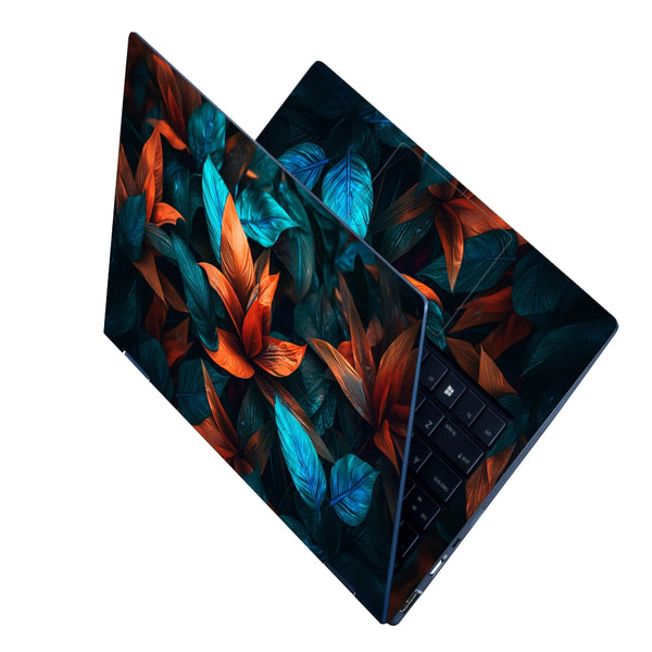 Laptop Skin - Blue and Orange Leaves