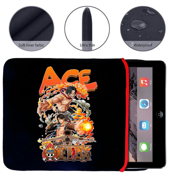 Printed Neoprene Reversible Laptop & Tablet Sleeve - One Piece Ace DS2