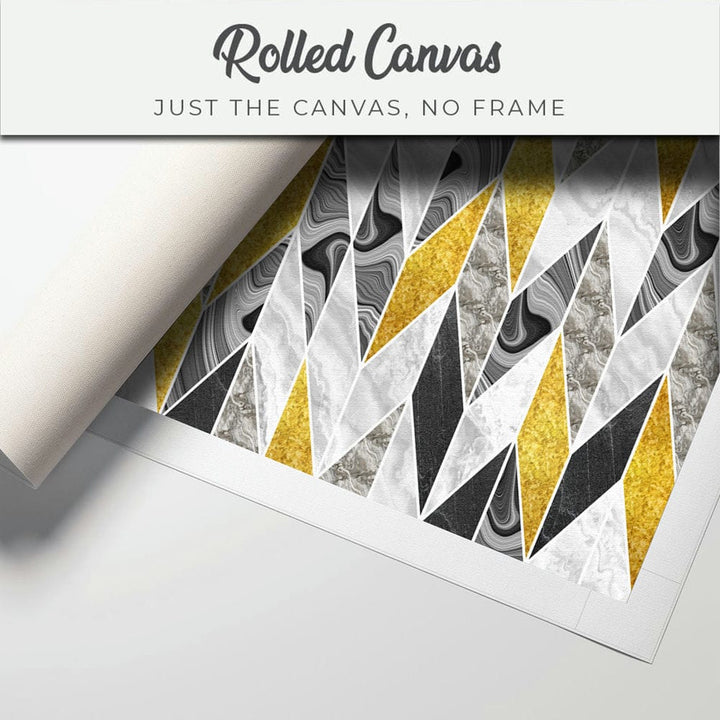 32x20 Canvas Painting - Golden Black Grey Stripes