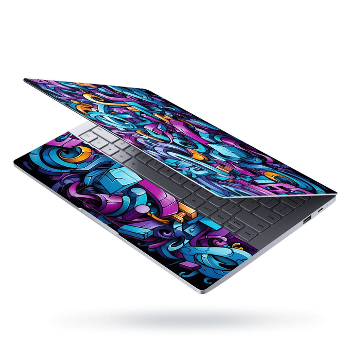 Laptop Skin - Graffiti Wall Design Blue Magenta