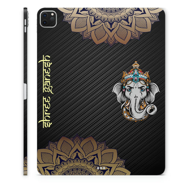 Tablet Skin Wrap - Shree Ganesh Brown Mandala Art on Black