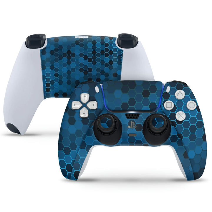 PS5 Controller Skin - Black Blue Honeycomb