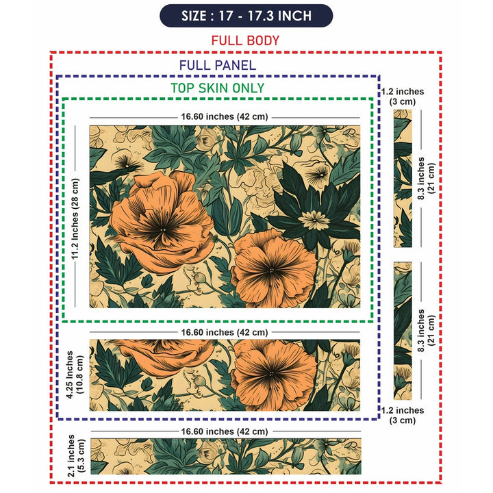 Laptop Skin - Vintage Retro Flower Pattern