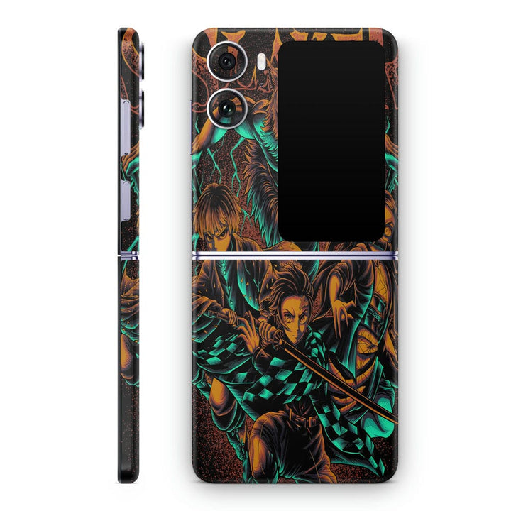 Mobile Skin Wrap - Anime Slayer Green Brown Art