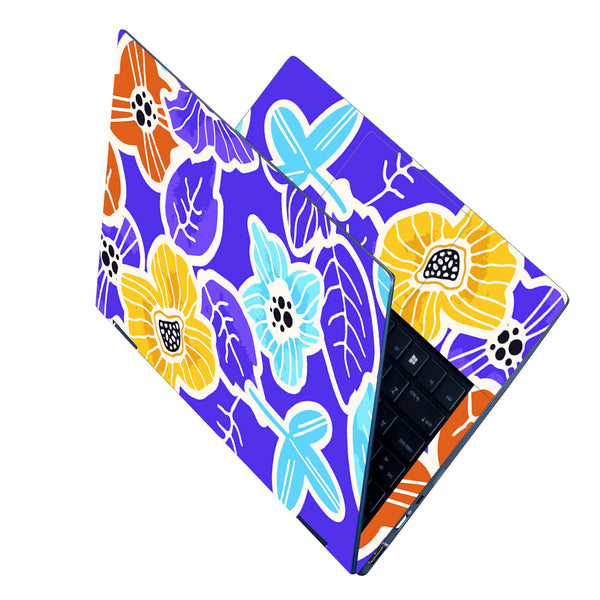 Laptop Skin - Blue Leaves Flower Abstract