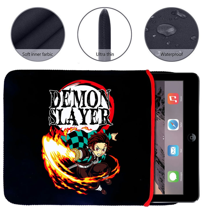 Printed Neoprene Reversible Laptop & Tablet Sleeve - Anime Demon Slayer Kimetsu No Yaiba DS06