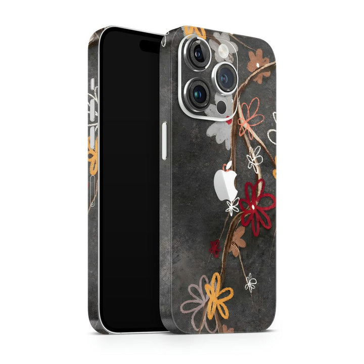 Mobile Skin Wrap - Black Floral Stone Art