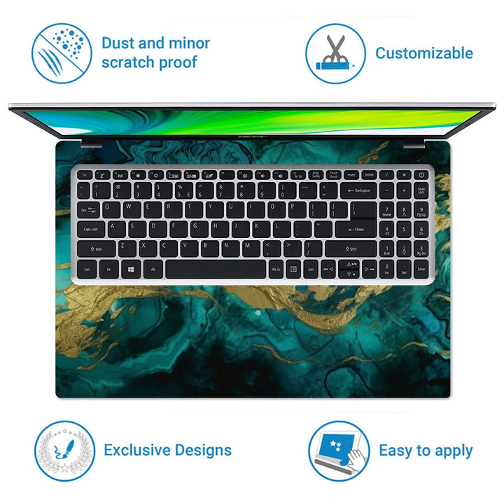 Laptop Skin - Decorative Mramor Blue Golden