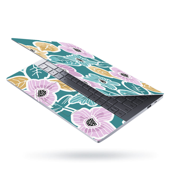 Laptop Skin - Pink Flower Leaves Abstract