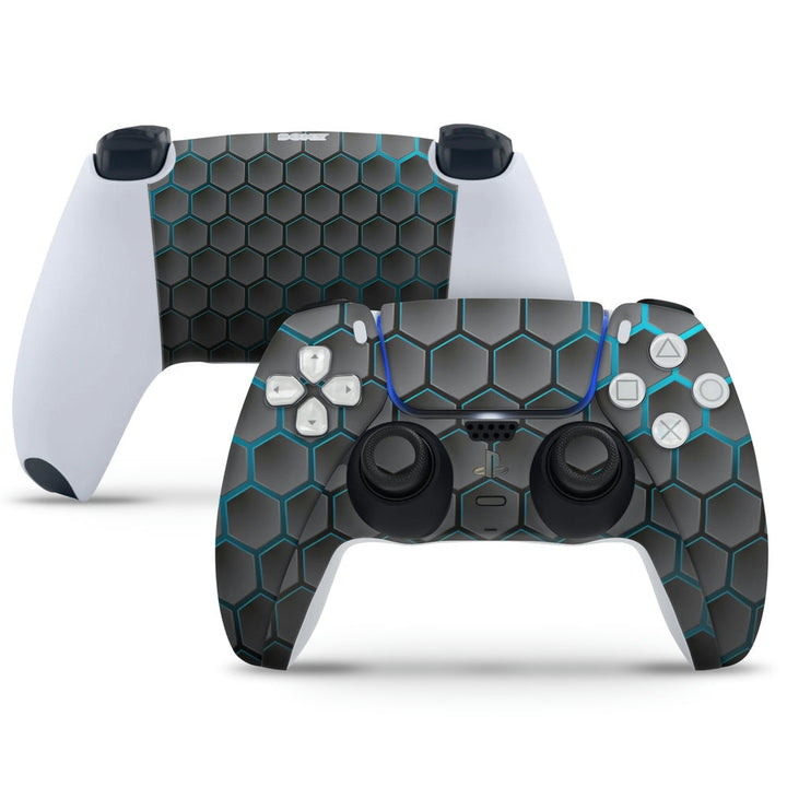 PS5 Controller Skin - Carbon Black Blue Honeycomb