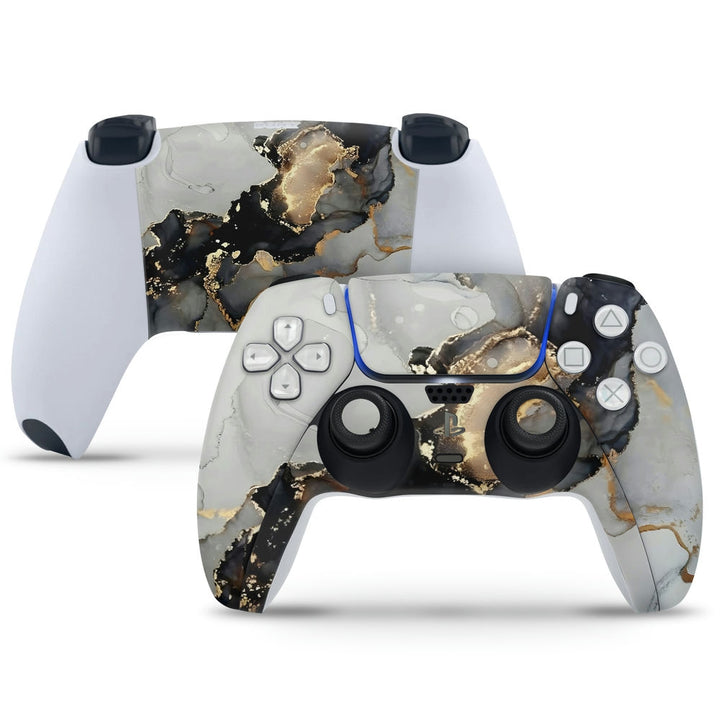 PS5 Controller Skin - Black Grey Shaded Marble