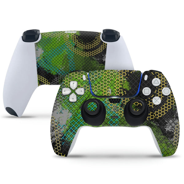 PS5 Controller Skin - Yellow Green Honeycomb Design