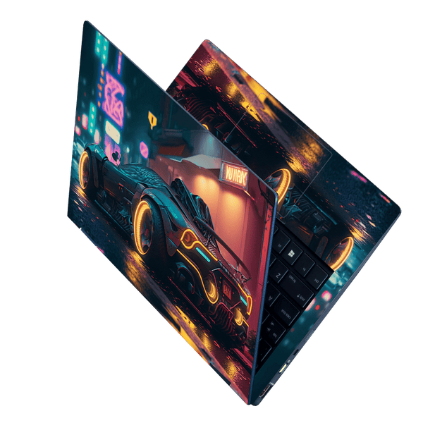 Laptop Skin - Neonlit Cyberpunk City Street Car