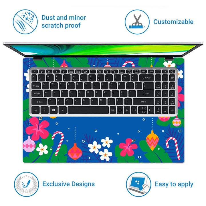 Laptop Skin - Flat Summer Christmas Illustration Cyan