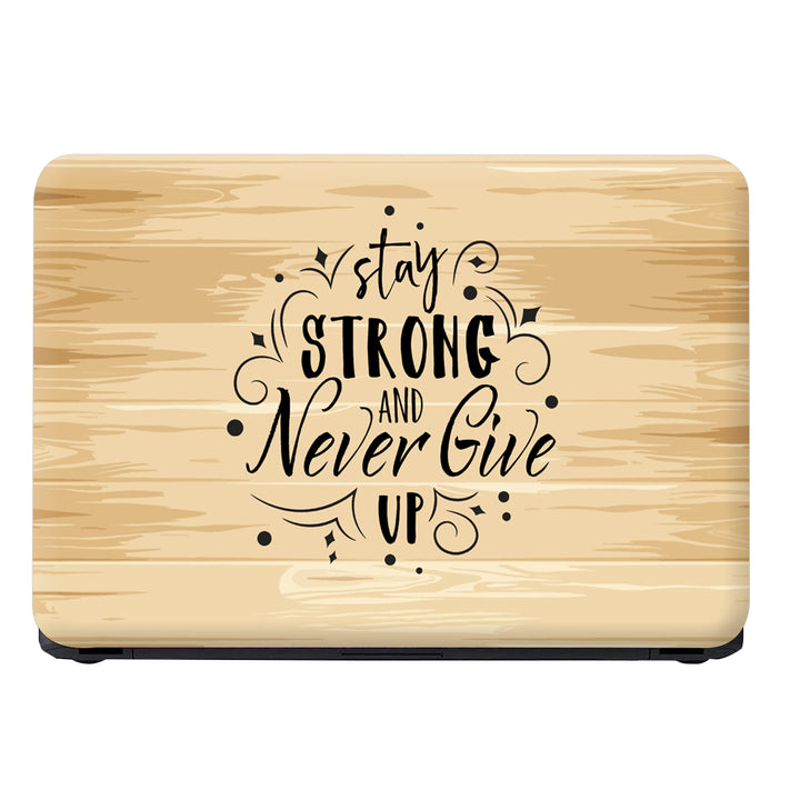 Laptop Skin - Stay Strong on Cream Wooden