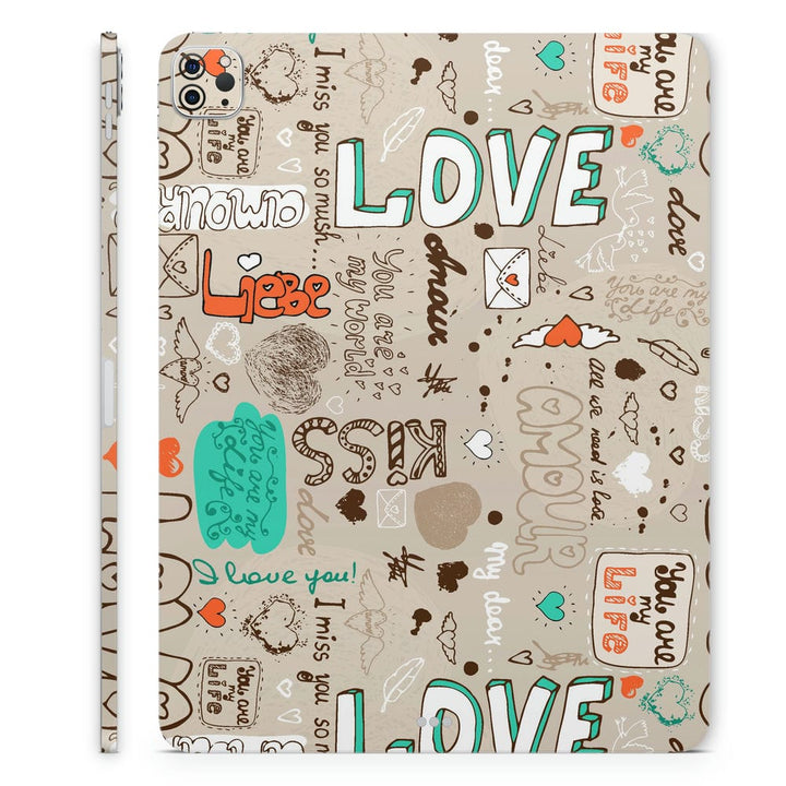 Tablet Skin Wrap - Love Kiss Doodle