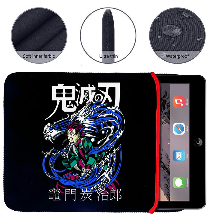 Printed Neoprene Reversible Laptop & Tablet Sleeve - Anime Tanjiro Postura