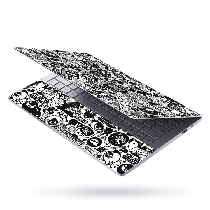 Laptop Skin - Zombies Black White Doodle Art