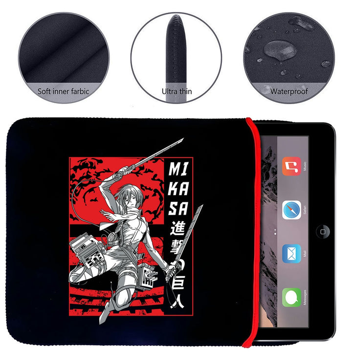 Printed Neoprene Reversible Laptop & Tablet Sleeve - Anime Attack on Titan DS04