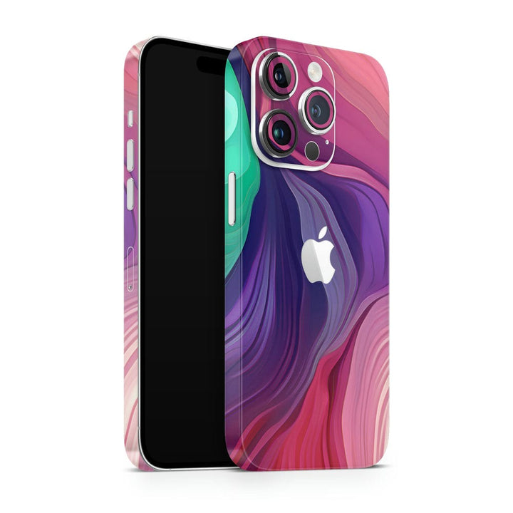 Mobile Skin Wrap - Green Pink Blue Brush Art