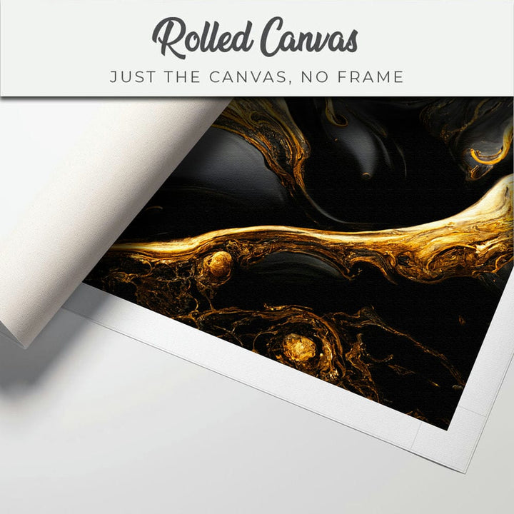 32x20 Canvas Painting - Golden Lava on Black