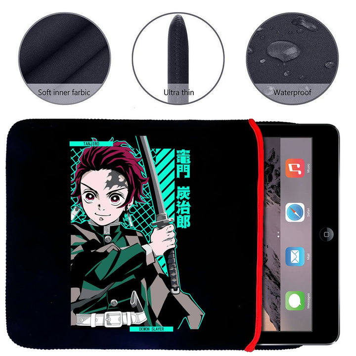 Printed Neoprene Reversible Laptop & Tablet Sleeve - Anime Demon Slayer Kimetsu No Yaiba DS07