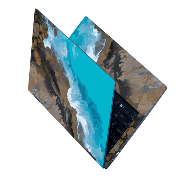 Laptop Skin - Blue Sea Brown Rocks