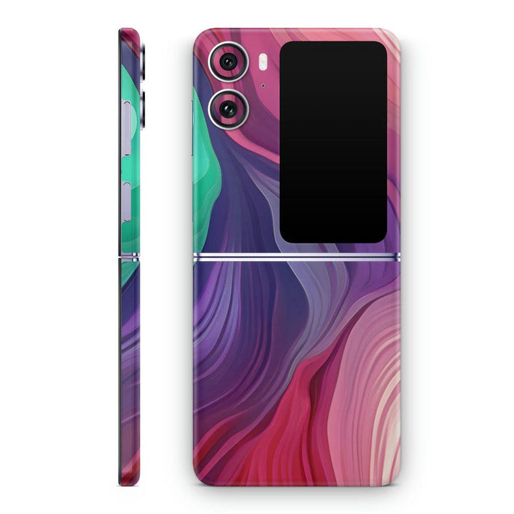 Mobile Skin Wrap - Green Pink Blue Brush Art