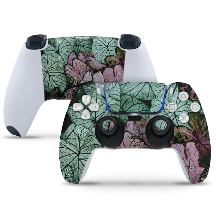 PS5 Controller Skin - Green Pink Big Leaves