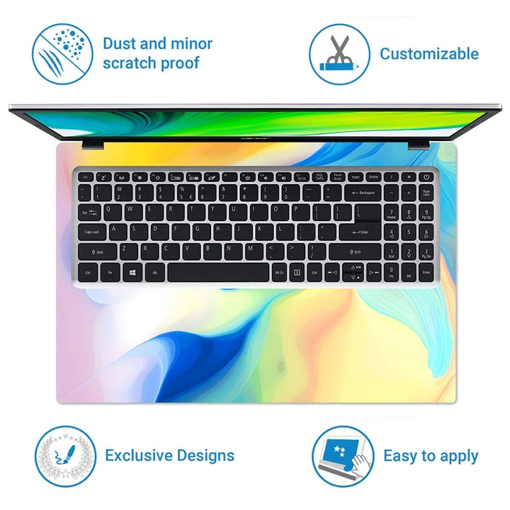 Laptop Skin - Blue Yellow Brush Art