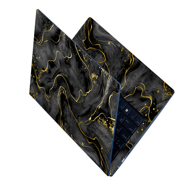 Laptop Skin - Golden Effect on Black Marble