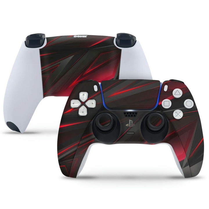 PS5 Controller Skin - Grey Red 3D Abstract