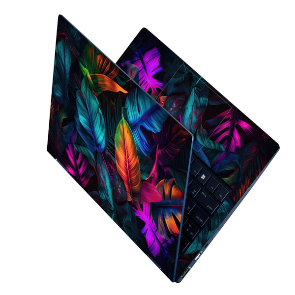 Laptop Skin - Fluorescent Color Layout Made of Tropical Leaves