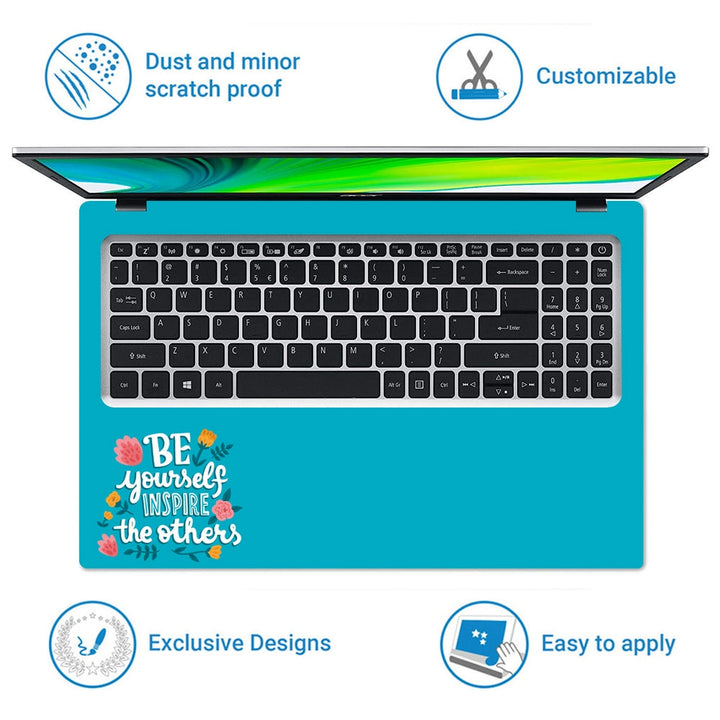 Laptop Skin - Be Yourself Lettering With Flowers